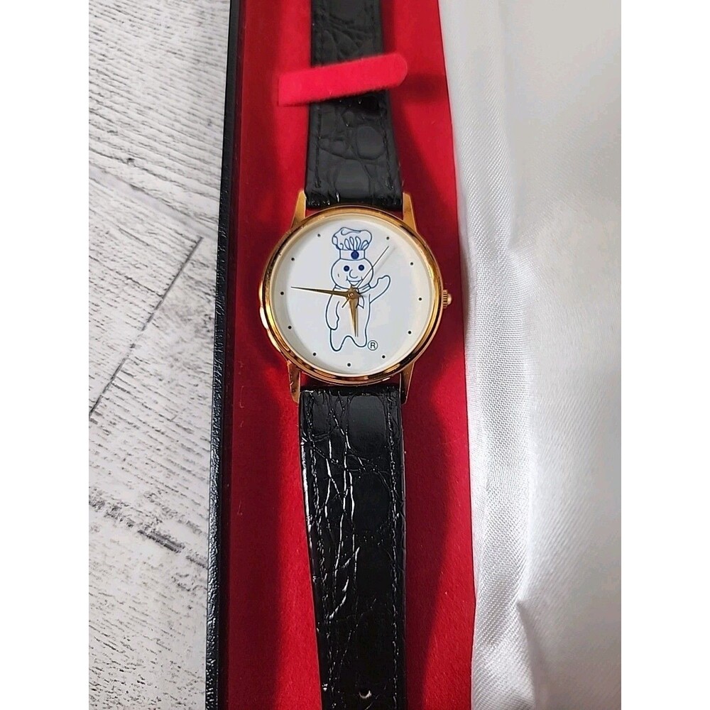 1980s Image Pillsbury Dough Boy Men's Advertising Logo Promo Watch w/ Case